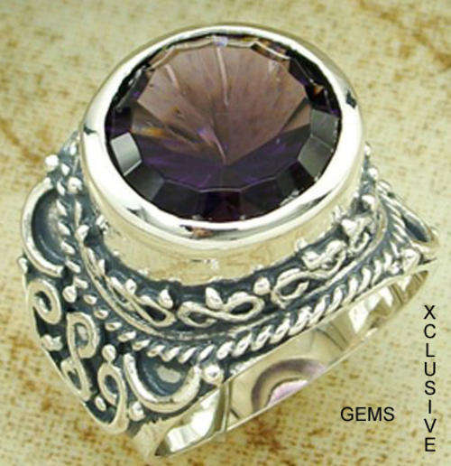 **In Stock** STERLING SILVER HALLMARKED SIMULATED AMETHYST RING