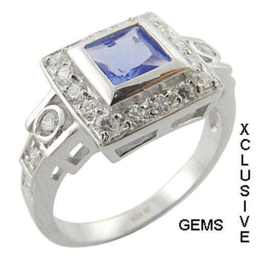 **In Stock** STERLING SILVER HALLMARKED SIMULATED SAPPHIRE RING