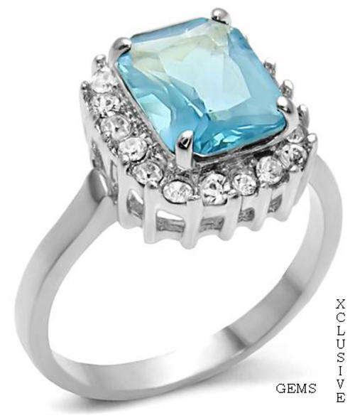 **POSTAGE R35** STUNNING STAINLESS STEEL SIMULATED BLUE TOPAZ RING