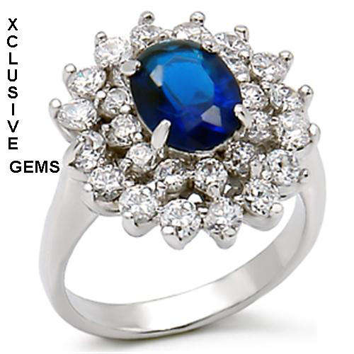 LOCALLY IN STOCK* R35 POSTAGE* 18K WHITE GOLD PLATED SIMULATED SAPPHIRE LADIES RING