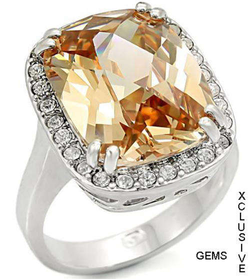 LOCALLY IN STOCK * R35 POSTAGE* 18K WHITE GOLD PLATED SIMULATED CITRINE LADIES RING