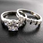 Locally In Stock** 925 HALLMARKED STERLING SILVER SIMULATED DIAMOND WEDDING RING SET