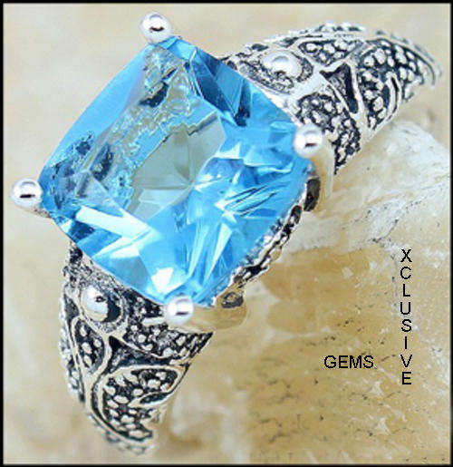 *Locally In Stock** STERLING SILVER HALLMARKED SIMULATED BLUE TOPAZ RING