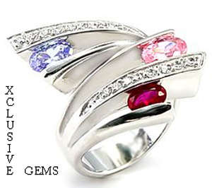 * R35 POSTAGE* 18K WHITE GOLD PLATED SIMULATED AMETHYST LADIES RING