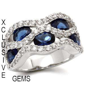 * R35 POSTAGE* 18K WHITE GOLD PLATED SIMULATED SAPPHIRE LADIES RING