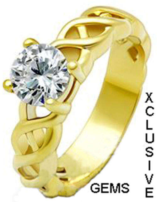 * 18K GOLD PLATED SIMULATED DIAMOND LADIES RING