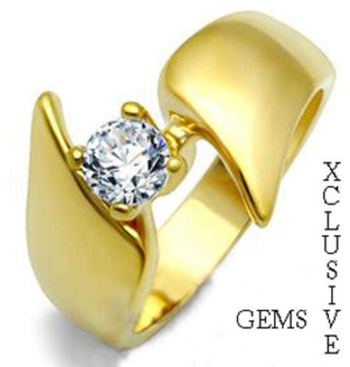 * R35 POSTAGE* 18K GOLD PLATED SIMULATED DIAMOND LADIES RING
