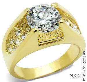 * GOLD PLATED SIMULATED DIAMOND LADIES RING