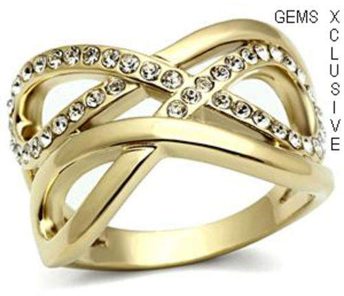 LOCALLY IN STOCK* 18K GOLD PLATED SIMULATED DIAMOND LADIES RING