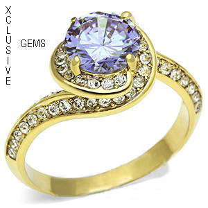 * R35 POSTAGE* ROSE GOLD PLATED SIMULATED AMETHYST LADIES RING