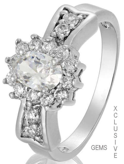 * R35 POSTAGE* 18K WHITE GOLD PLATED SIMULATED DIAMOND LADIES RING