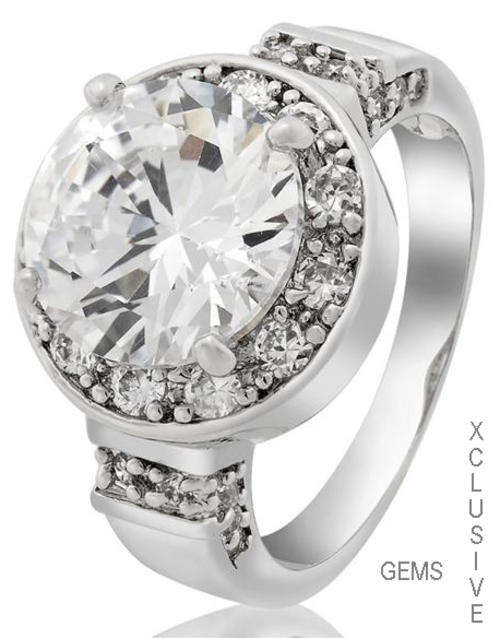 * R35 POSTAGE* 18K WHITE GOLD PLATED SIMULATED DIAMOND LADIES RING
