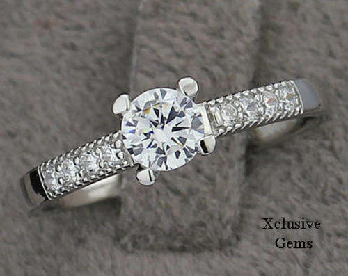 STERLING SILVER HALLMARKED SIMULATED DIAMOND RING