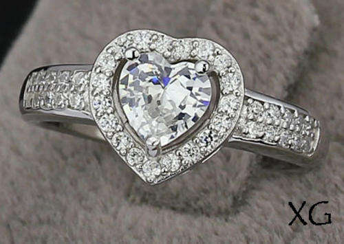 STERLING SILVER HALLMARKED SIMULATED DIAMOND RING