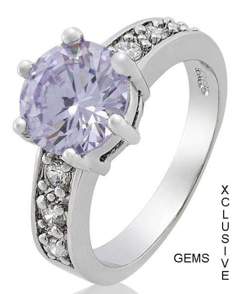LOCALLY IN STOCK* R35 POSTAGE* 18K WHITE GOLD PLATED SIMULATED AMETHYST LADIES RING
