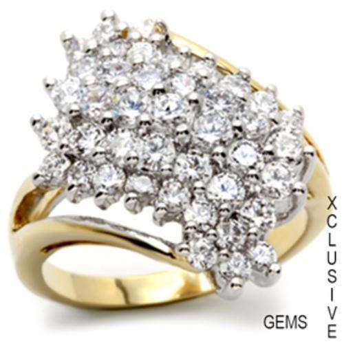 18K YELLOW GOLD PLATED SIMULATED DIAMOND LADIES RING