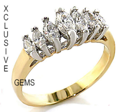 18K YELLOW GOLD PLATED SIMULATED DIAMOND LADIES RING