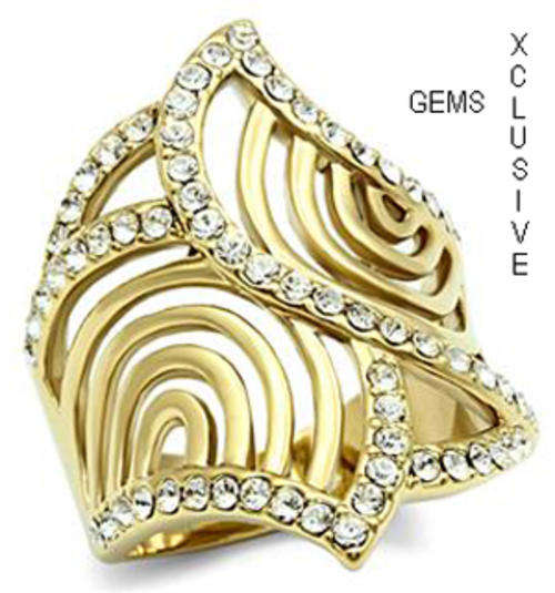 ** 18K YELLOW GOLD PLATED SIMULATED DIAMOND LADIES RING