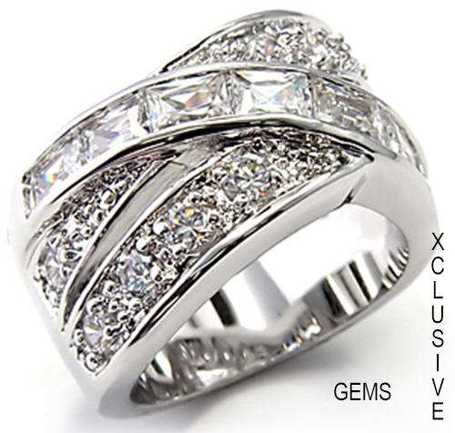 *FREE EARRINGS* 18K WHITE GOLD PLATED SIMULATED DIAMOND LADIES RING