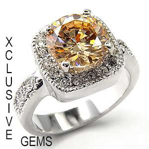 * R35 POSTAGE* STAINLESS STEEL SIMULATED CITRINE LADIES RING