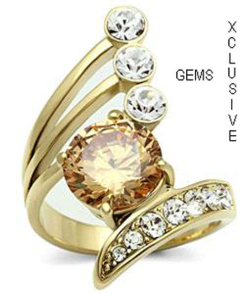 * R35 POSTAGE* 18K YELLOW GOLD PLATED SIMULATED CITRINE LADIES RING