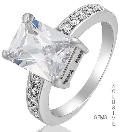 LOCALLY IN STOCK** DAZZLING 18K WHITE GOLD PLATED SIMULATED DIAMOND LADIES RING