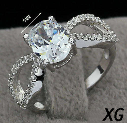 ELEGANT SIMULATED DIAMOND GENUINE 925 STERLING SILVER LADIES RING