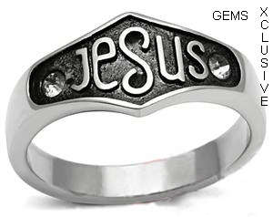 STAINLESS STEEL SIMULATED DIAMOND MEN'S RING