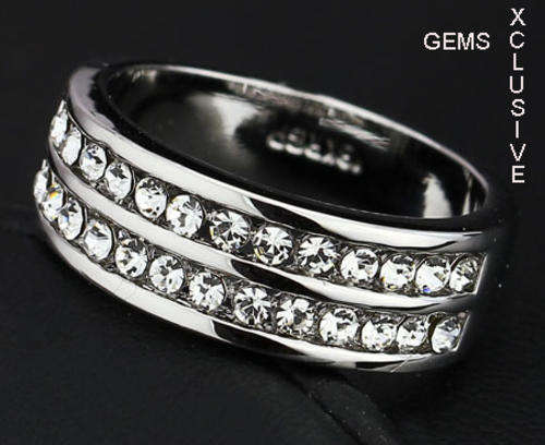 * GORGEOUS* 18K WHITE GOLD PLATED SIMULATED DIAMOND LADIES RING