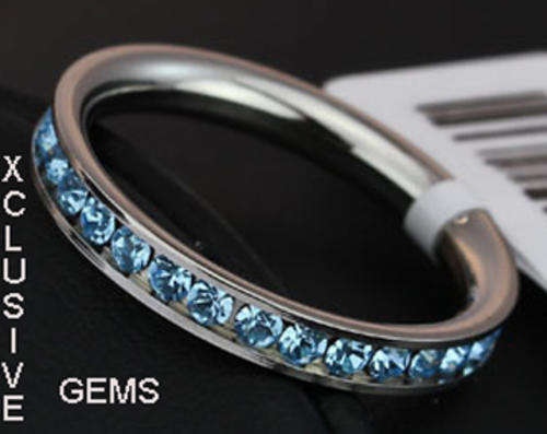*** STUNNING STAINLESS STEEL SIMULATED BLUE TOPAZ RING