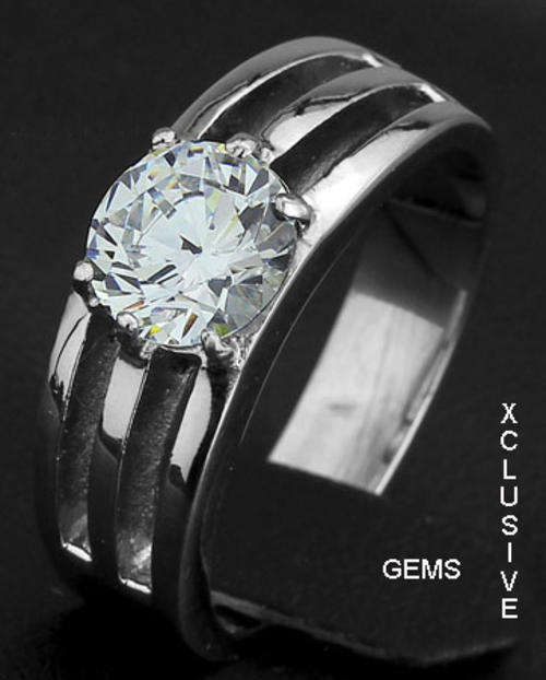 *** STAINLESS STEEL 1.75CT SIMULATED DIAMOND RING