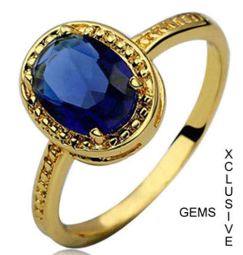 * LOCALLY IN STOCK* 18K YELLOW GOLD PLATED SIMULATED SAPPHIRE LADIES RING