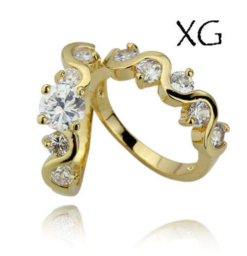 * R35 POSTAGE* 18K YELLOW GOLD PLATED SIMULATED DIAMOND WEDDING RING SET