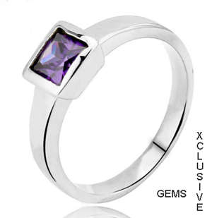 * R35 POSTAGE* STAINLESS STEEL SIMULATED AMETHYST LADIES RING