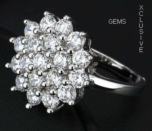 * R35 POSTAGE* 18K WHITE GOLD PLATED SIMULATED DIAMOND LADIES RING