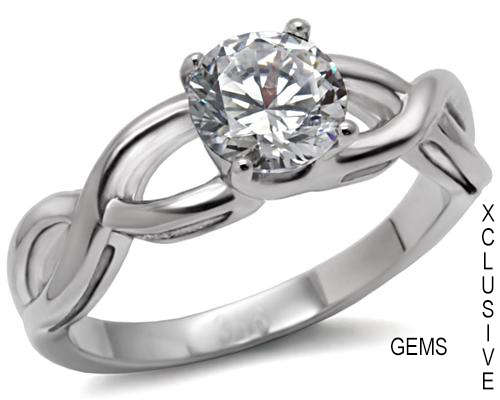 ** STAINLESS STEEL SIMULATED DIAMOND RING