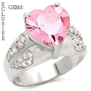 * 18K WHITE GOLD PLATED SIMULATED PINK TOPAZ LADIES RING
