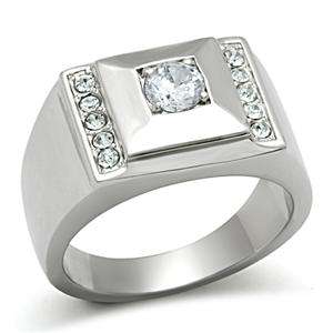 * LOCALLY IN STOCK* STAINLESS STEEL SIMULATED DIAMOND MEN'S RING
