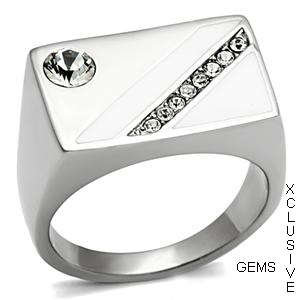 * LOCALLY IN STOCK* STAINLESS STEEL SIMULATED DIAMOND MEN'S RING