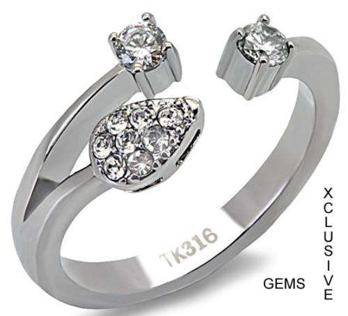 **GORGEOUS STAINLESS STEEL SIMULATED DIAMOND RING