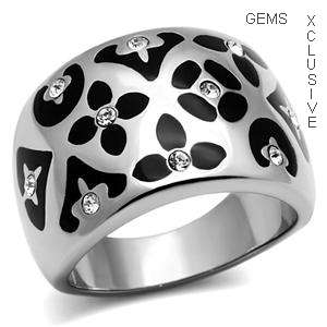 * STAINLESS STEEL SIMULATED DIAMOND RING