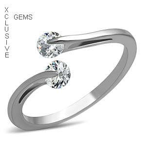 * STAINLESS STEEL SIMULATED DIAMOND RING