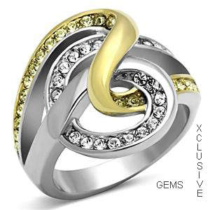 * GORGEOUS STAINLESS STEEL SIMULATED DIAMOND RING