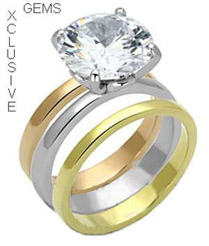 * R35 POSTAGE* 18K YELLOW GOLD PLATED SIMULATED DIAMOND WEDDING RING SET