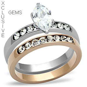 * R35 POSTAGE* 18K WHITE GOLD PLATED SIMULATED DIAMOND WEDDING RING SET