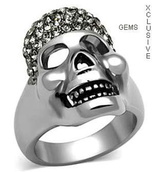 * GLAMOROUS* STAINLESS STEEL SIMULATED DIAMOND MEN'S RING
