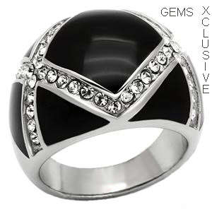*BEAUTIFUL* STAINLESS STEEL SIMULATED DIAMOND LADIES RING