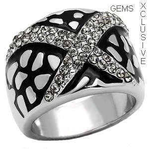 *BEAUTIFUL* STAINLESS STEEL SIMULATED DIAMOND LADIES RING
