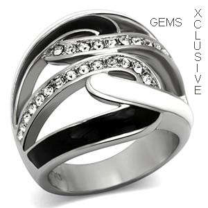 *BEAUTIFUL* STAINLESS STEEL SIMULATED DIAMOND LADIES RING