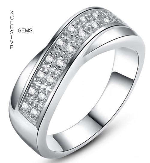 * R35 POSTAGE* 18K WHITE GOLD PLATED SIMULATED DIAMOND LADIES RING